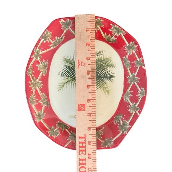 Set of 4 Pacific Rim Plates Palm Tree Green Red Border Wall Hanging Decor EUC - Picture 8 of 9